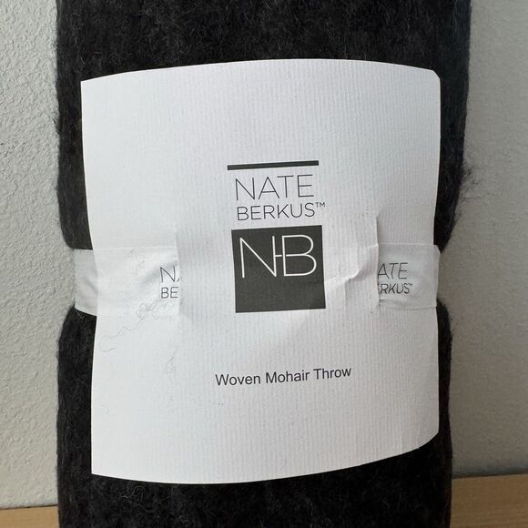 NEW Acrylic 70% Mohair 30% Pure Wool Throw Blanket Black Gray Colorblock Ombre - Picture 4 of 8